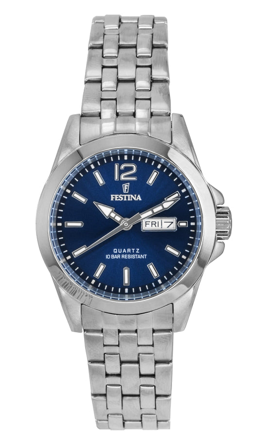Festina Classic Stainless Steel Blue Dial Quartz F20455-3 100M Women's Watch - Festina