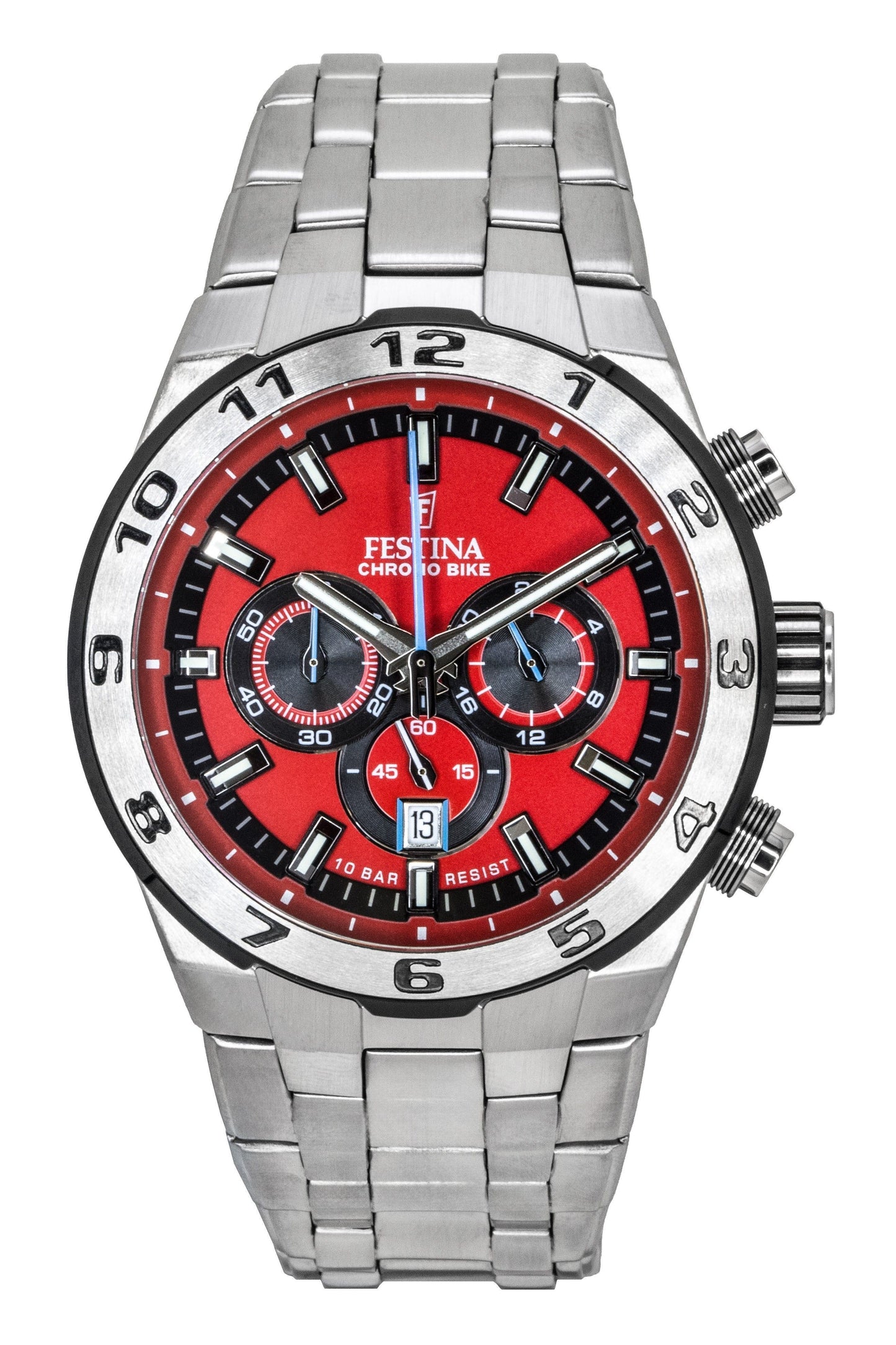 Festina Chrono Bike Chronograph Stainless Steel Red Dial Quartz F20670-5 100M Men's Watch - Festina