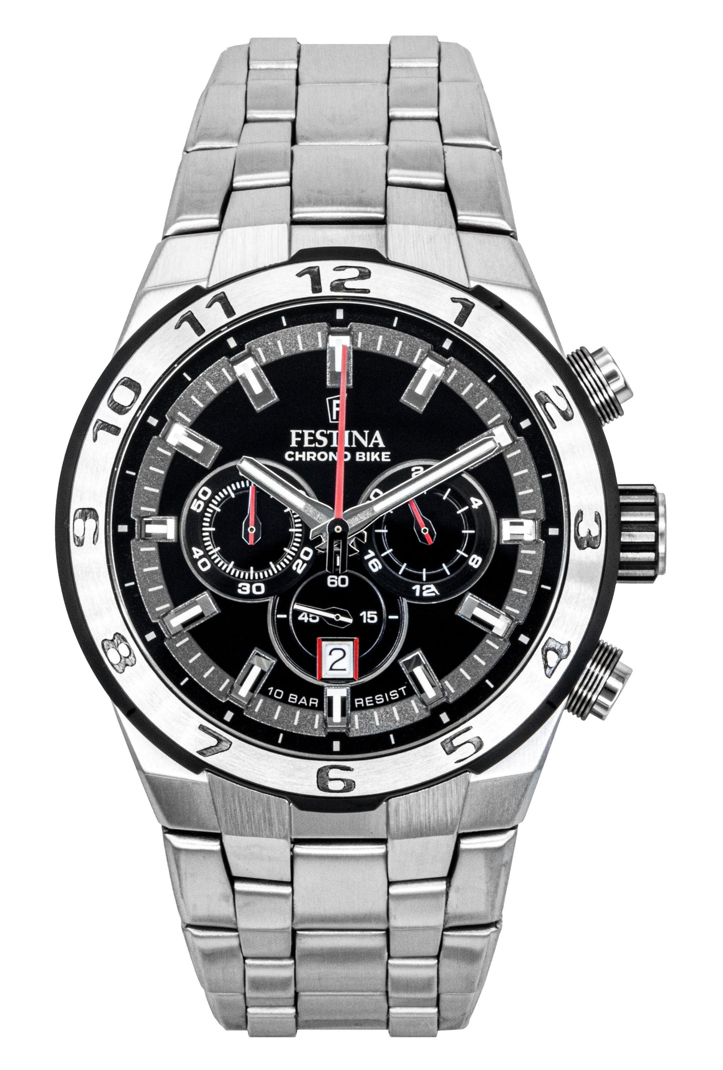 Festina Chrono Bike Chronograph Stainless Steel Black Dial Quartz F20670-6 100M Men's Watch - Festina