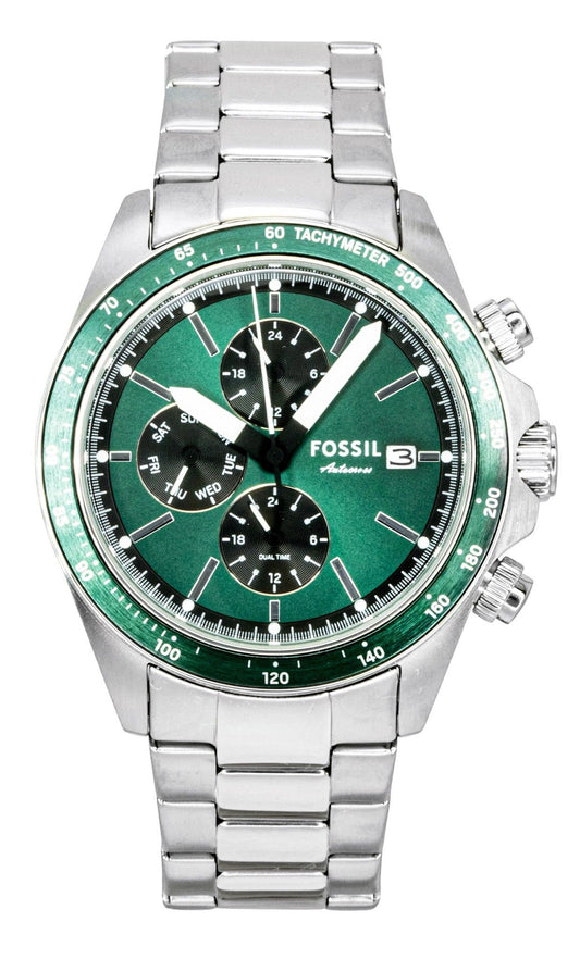Fossil Autocross Multifunction Stainless Steel Green Dial Quartz FS6127 Men's Watch - Fossil