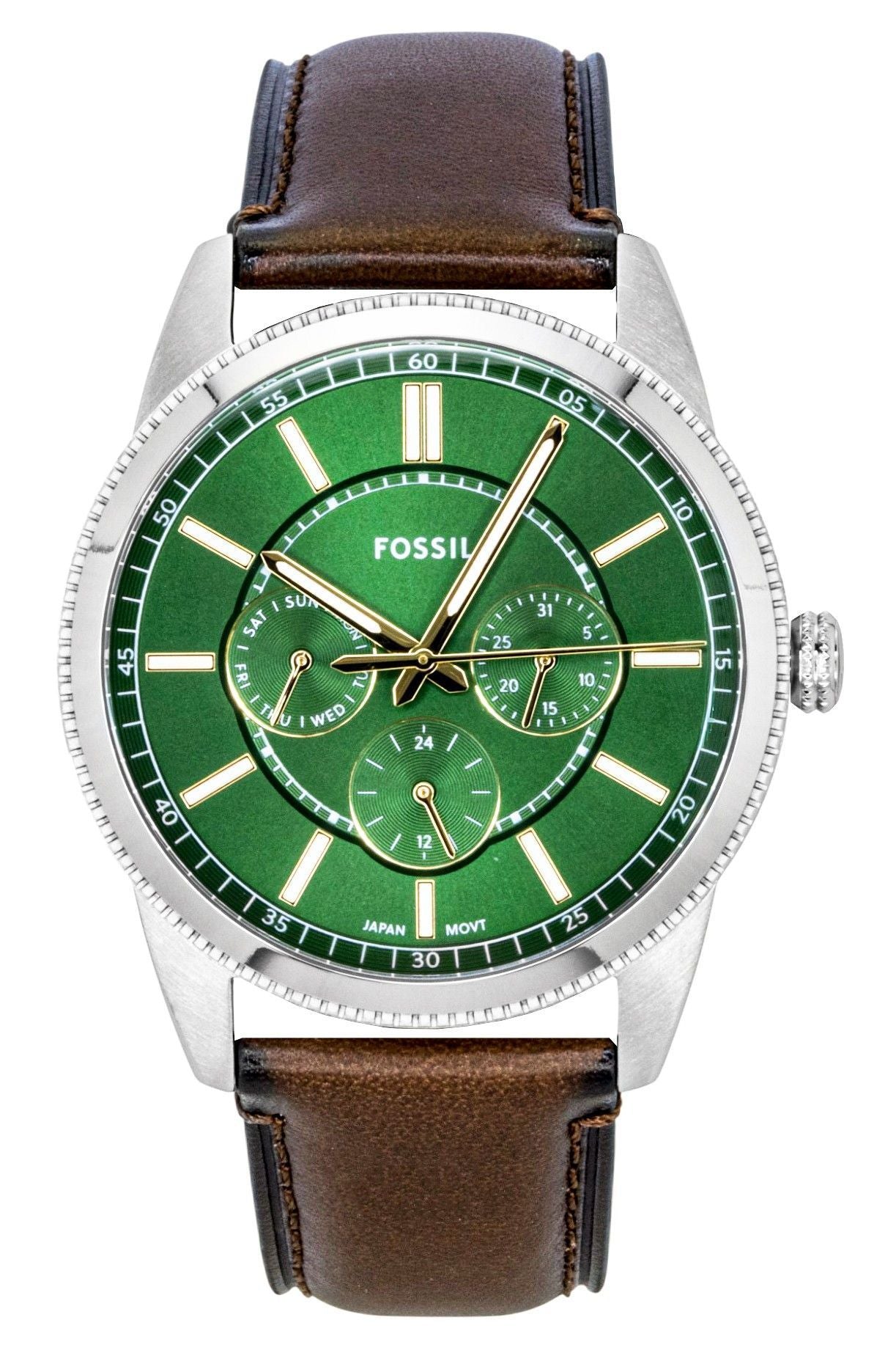 Fossil Pearson Multifunction Leather Strap Green Dial Quartz FS6137 Men's Watch - Fossil