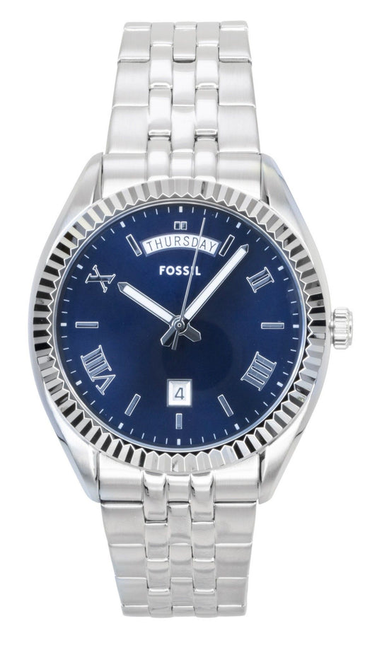 Fossil Campbell Stainless Steel Blue Dial Quartz FS6140 Men's Watch - Fossil