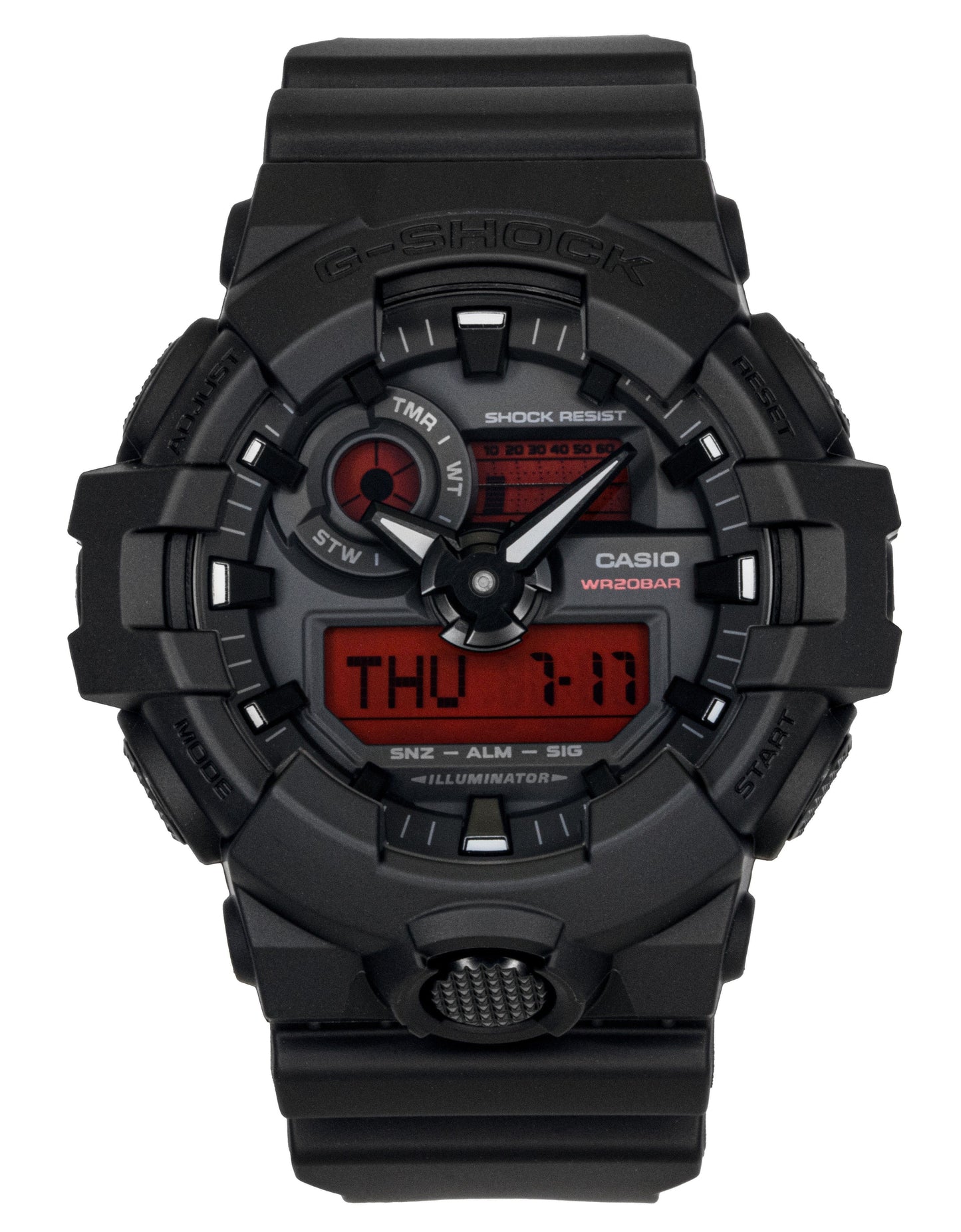 Casio G-Shock Analog Digital Resin Strap Black Dial Quartz GA-700BBR-1A 200M Men's Watch - Casio