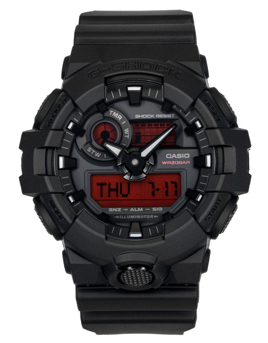 Casio G-Shock Analog Digital Resin Strap Black Dial Quartz GA-700BBR-1A 200M Men's Watch - Casio