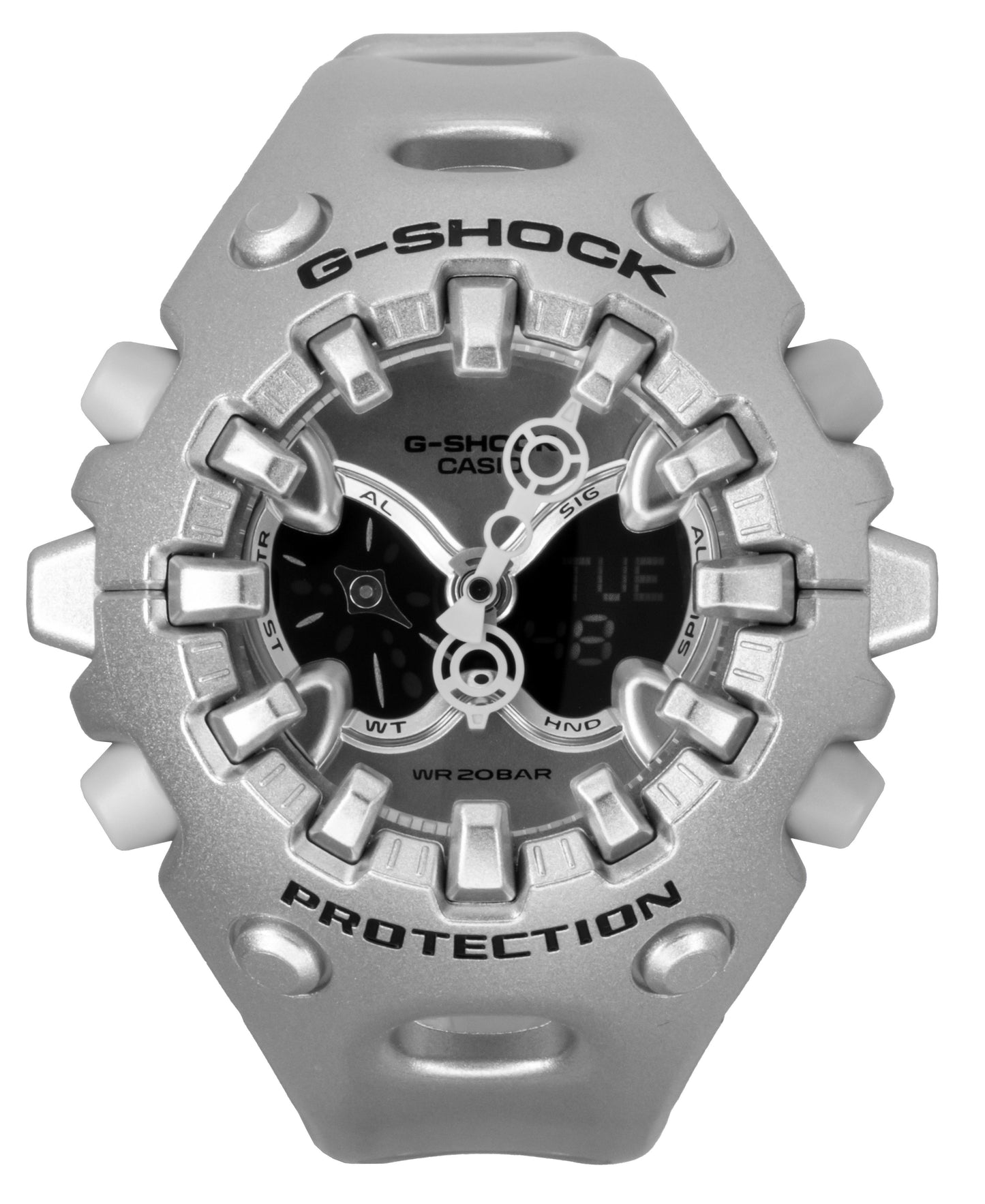 Casio G-Shock Analog Digital Resin Strap Silver Dial Quartz GA-V01A-8A 200M Unisex Watch - Casio