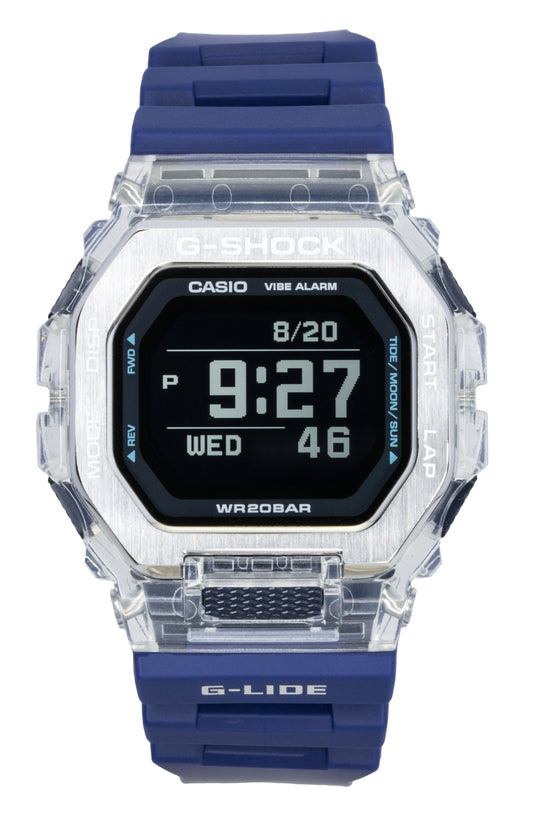 Casio G-Shock G-Lide Digital Smartphone Link Blue Resin Strap Quartz GBX-100S-2 200M Unisex Watch - Casio