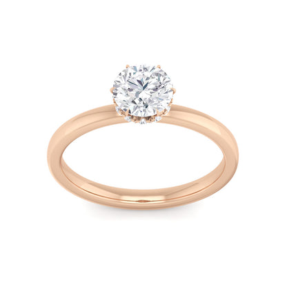 Hidden Diamond Halo with Round Lab Grown Diamond Solitaire Engagement Ring - BN & CO JEWELRY