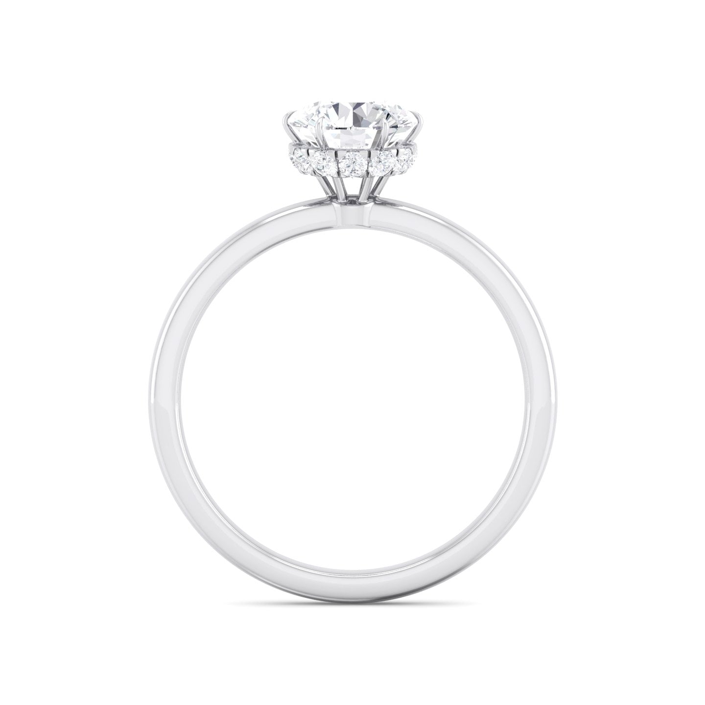 Hidden Diamond Halo with Round Lab Grown Diamond Solitaire Engagement Ring - BN & CO JEWELRY