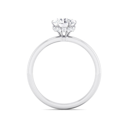 Hidden Diamond Halo with Round Lab Grown Diamond Solitaire Engagement Ring - BN & CO JEWELRY