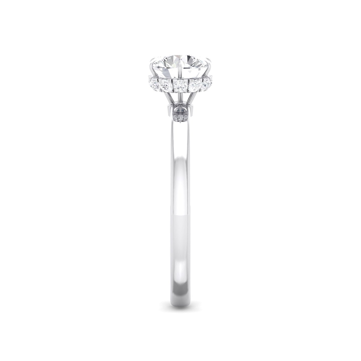 Hidden Diamond Halo with Round Lab Grown Diamond Solitaire Engagement Ring - BN & CO JEWELRY