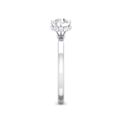 Hidden Diamond Halo with Round Lab Grown Diamond Solitaire Engagement Ring - BN & CO JEWELRY