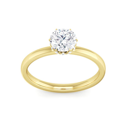 Hidden Diamond Halo with Round Lab Grown Diamond Solitaire Engagement Ring - BN & CO JEWELRY