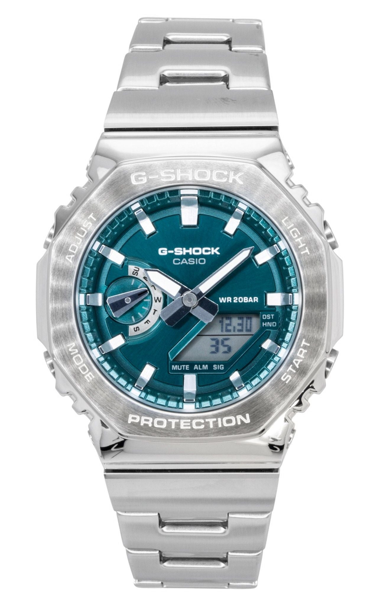 Casio G-Shock G-Steel Analog Digital Stainless Steel Green Dial Quartz GM-2110D-3A1 200M Men's Watch - Casio