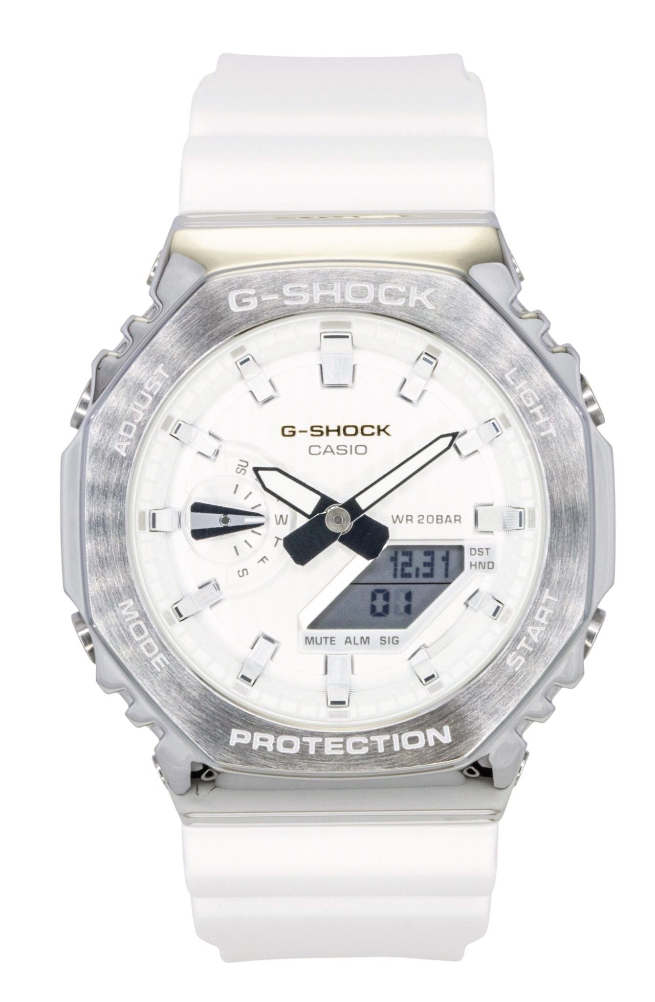 Casio G-Shock G-Steel Analog Digital Limited Edition White Dial Quartz GM-2110SH-7A 200M Men's Watch - Casio