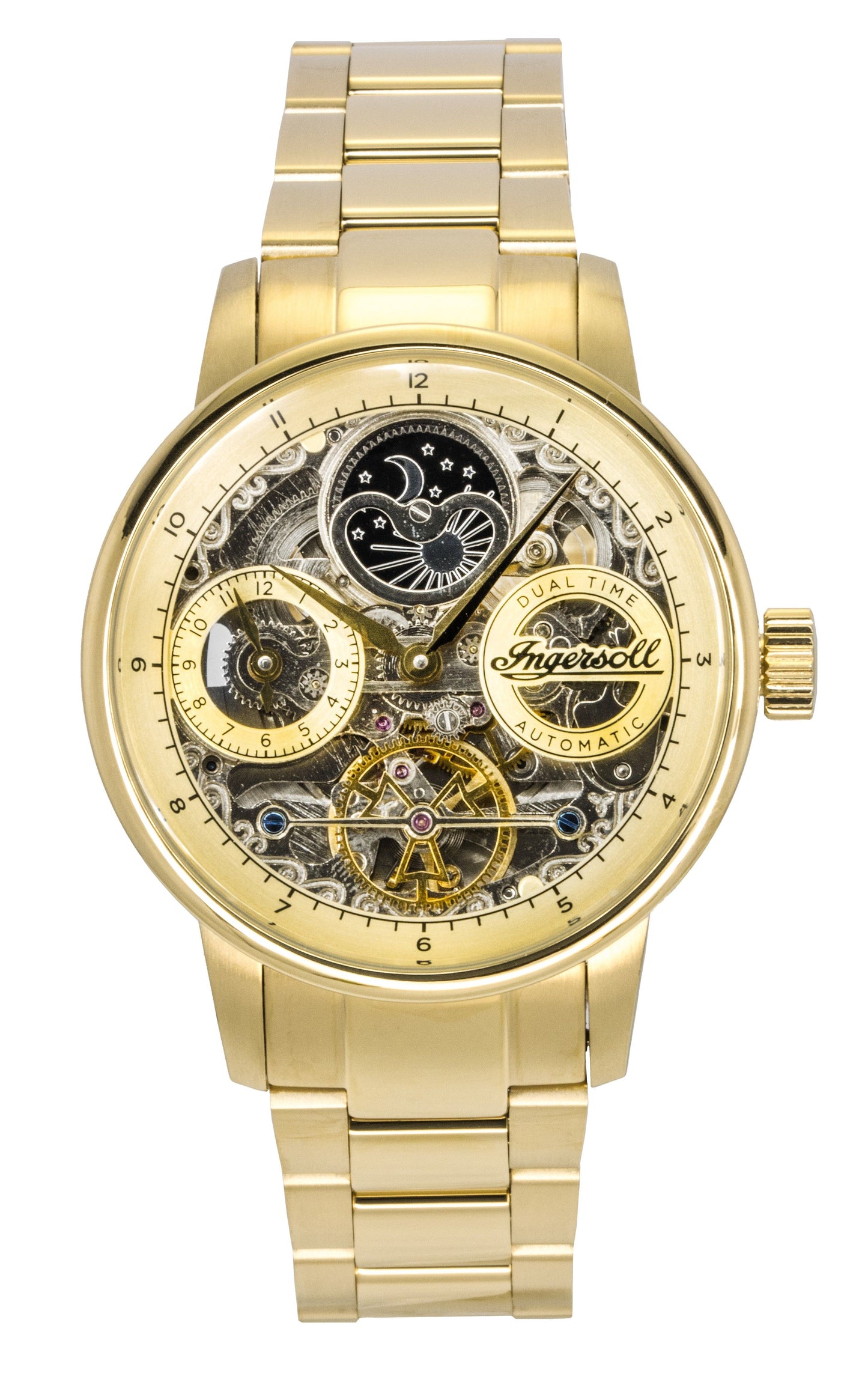 Ingersoll The Jazz Stainless Steel Gold Skeleton Dial Automatic I07711 Men's Watch - Ingersoll