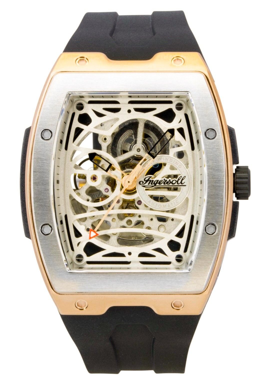 Ingersoll The Challenger PU Rubber Strap Silver Skeleton Dial Automatic I12302 Men's Watch - Ingersoll