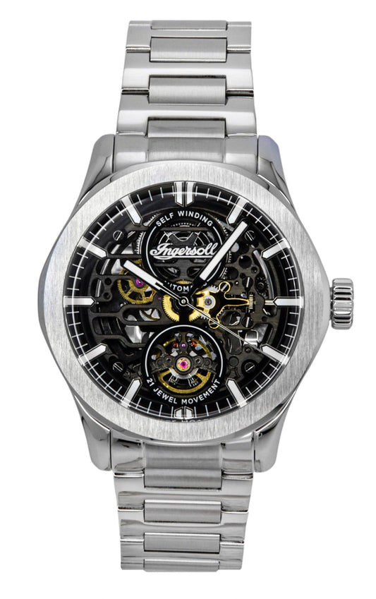 Ingersoll The Bronc Stainless Steel Black Skeleton Dial Automatic I16701 Men's Watch - Ingersoll