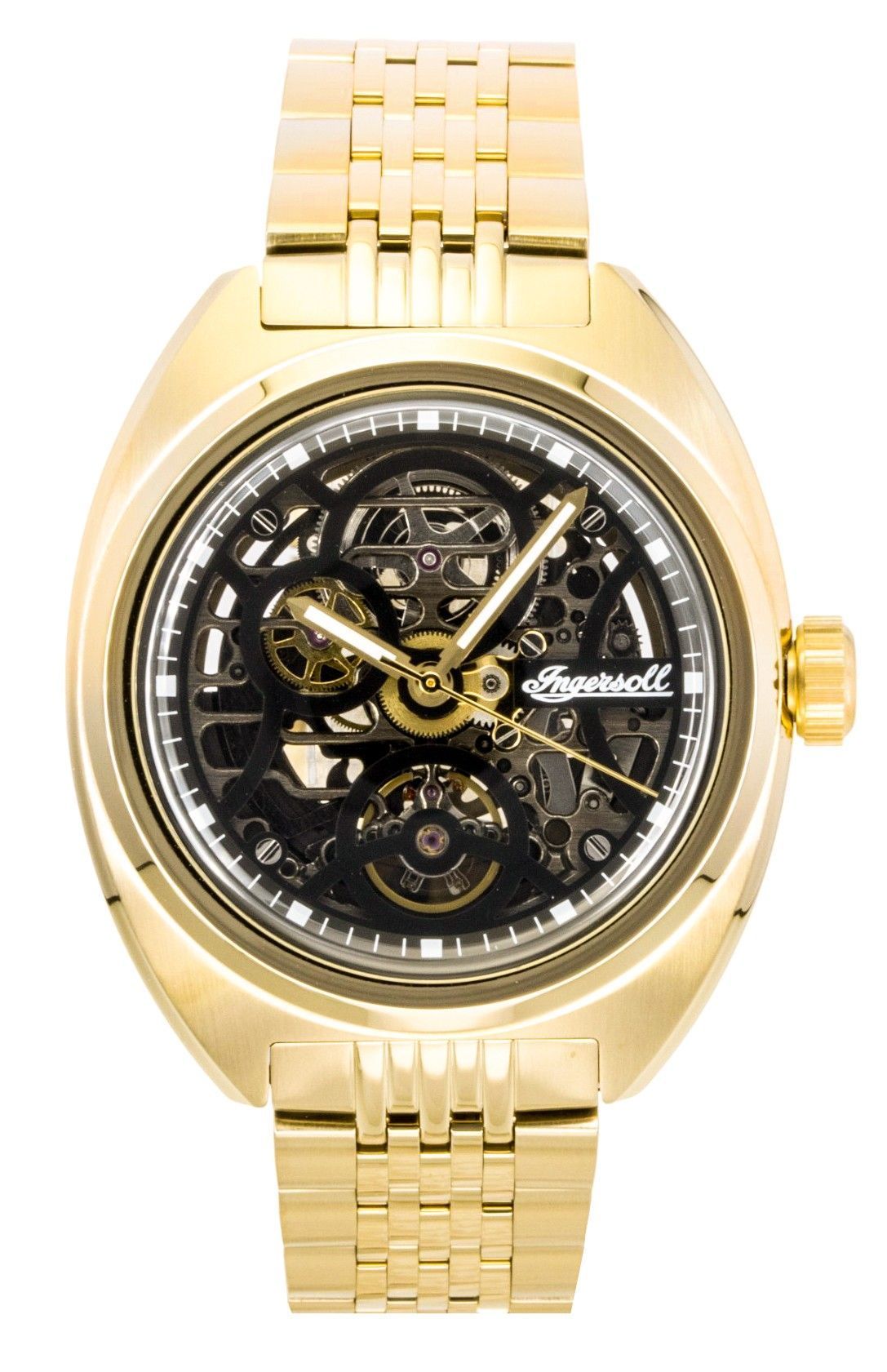 Ingersoll The Wrangler Gold Tone Stainless Steel Black Skeleton Dial Automatic I16902 Men's Watch - Ingersoll