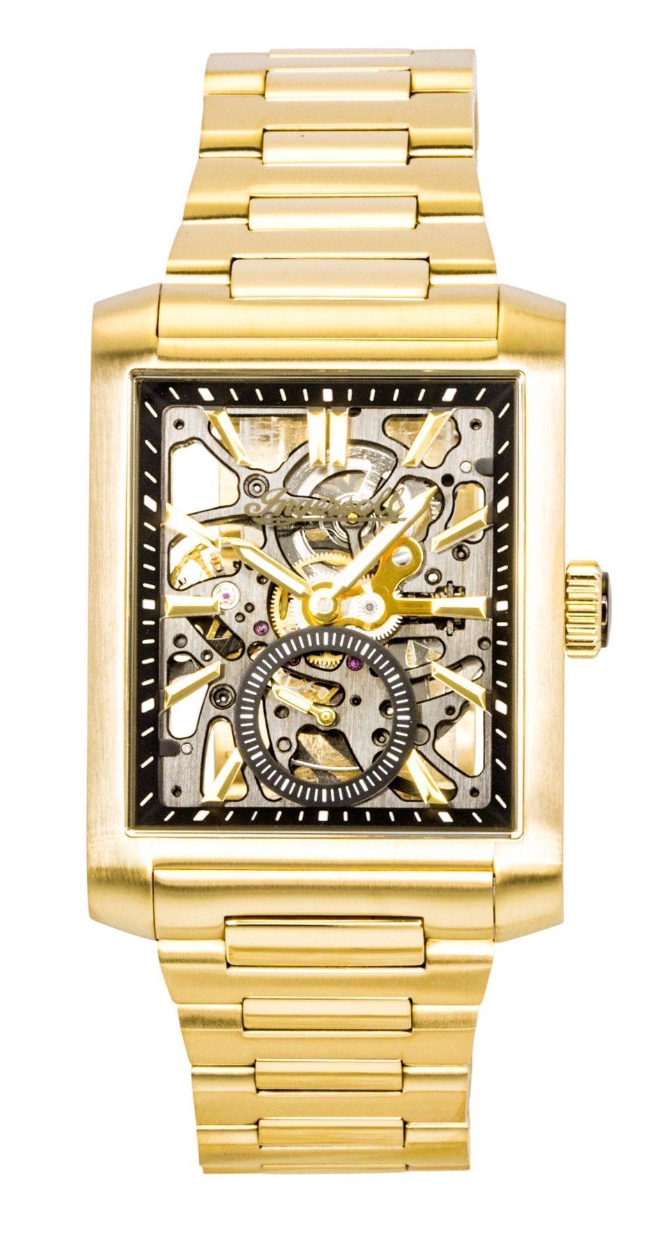 Ingersoll The Spur Gold Tone Stainless Steel Black Skeleton Dial Automatic I17002 Men's Watch - Ingersoll