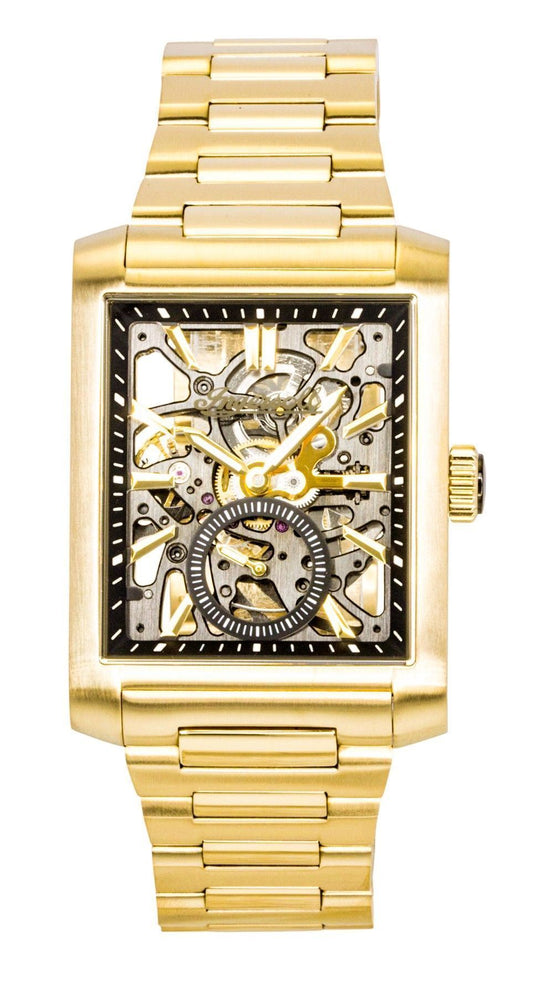 Ingersoll The Spur Gold Tone Stainless Steel Black Skeleton Dial Automatic I17002 Men's Watch - Ingersoll