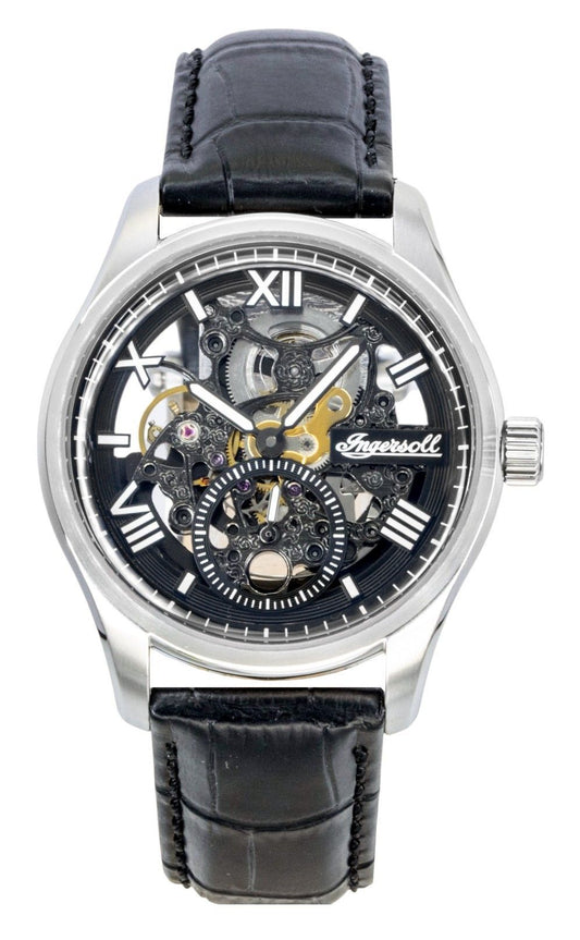 Ingersoll The Maverick Leather Strap Black Skeleton Dial Automatic I17401 Men's Watch - Ingersoll