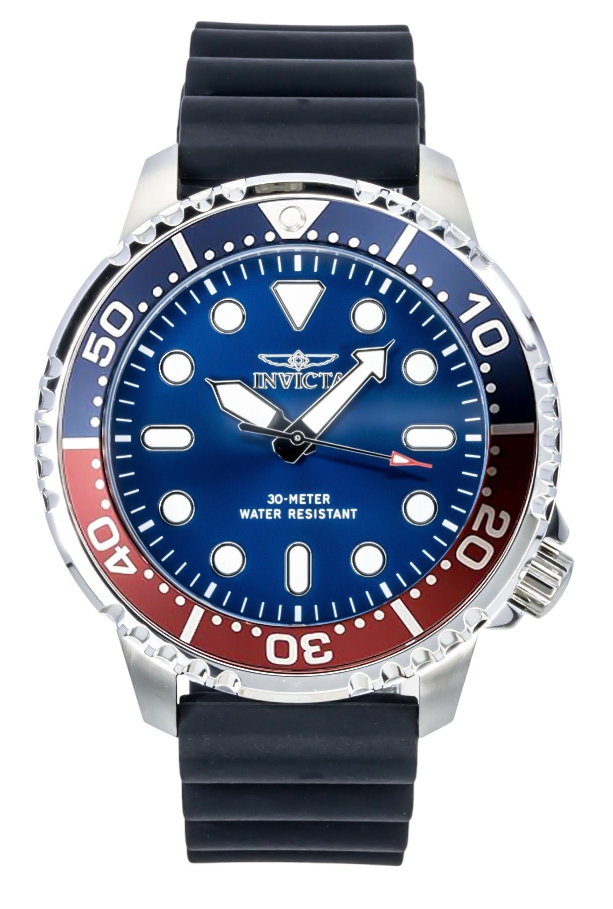 Invicta Pro Diver Silicone Strap Blue Dial Pepsi Bezel Quartz 47222 Men's Watch - Invicta