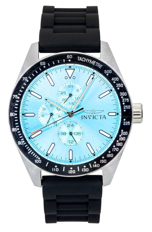 Invicta Aviator Silicone Strap Light Blue Dial Quartz 48856 100M Men's Watch - Invicta