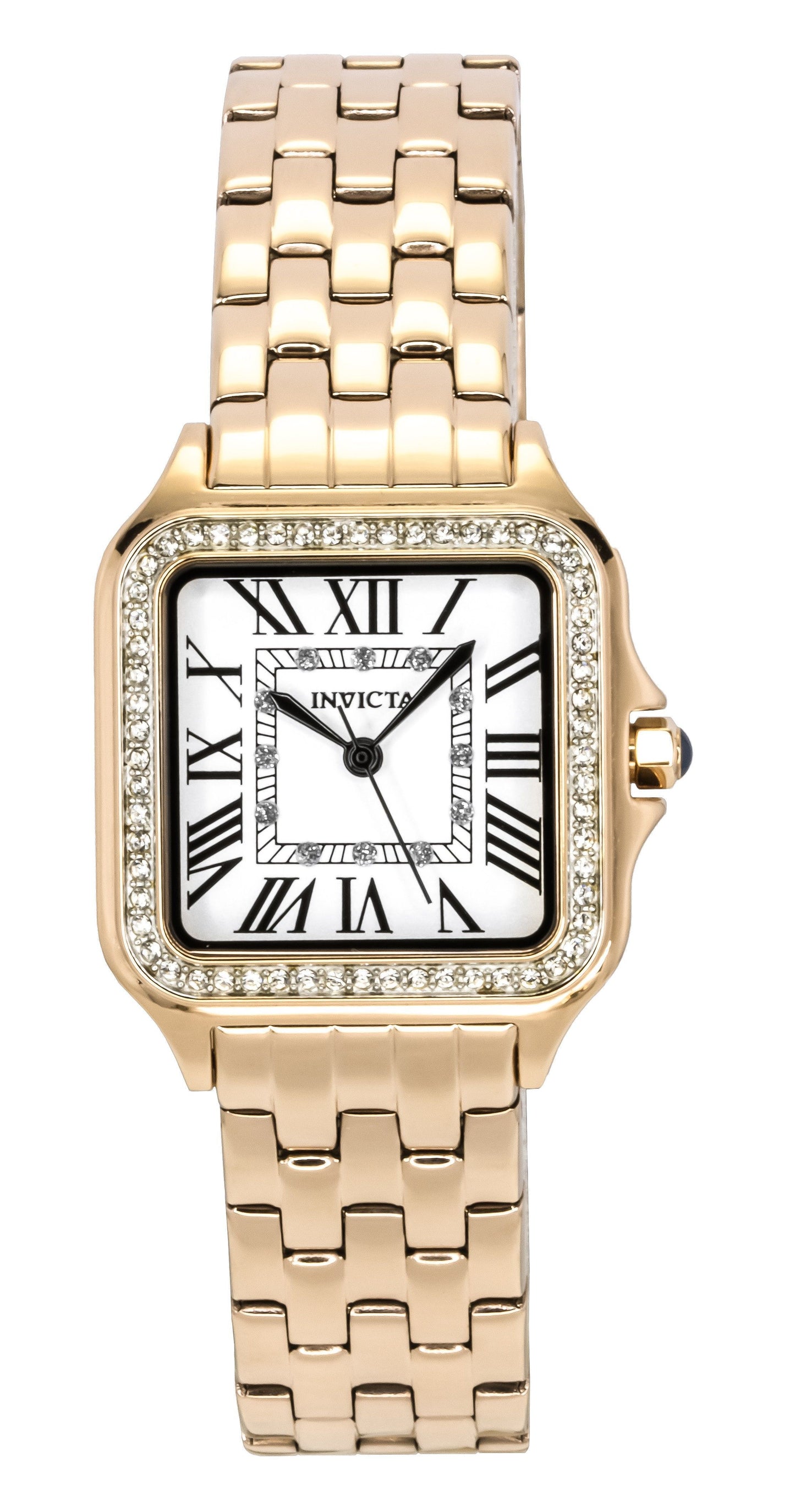 Invicta Angel Rose Gold Tone Stainless Steel Crystal Silver Dial Quartz 48997 Women's Watch - Invicta