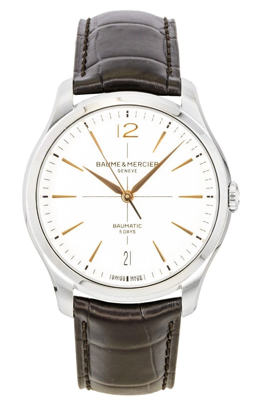 Baume & Mercier Clifton Leather Strap Off White Dial Automatic M0A10773 Men's Watch - Baume & Mercier