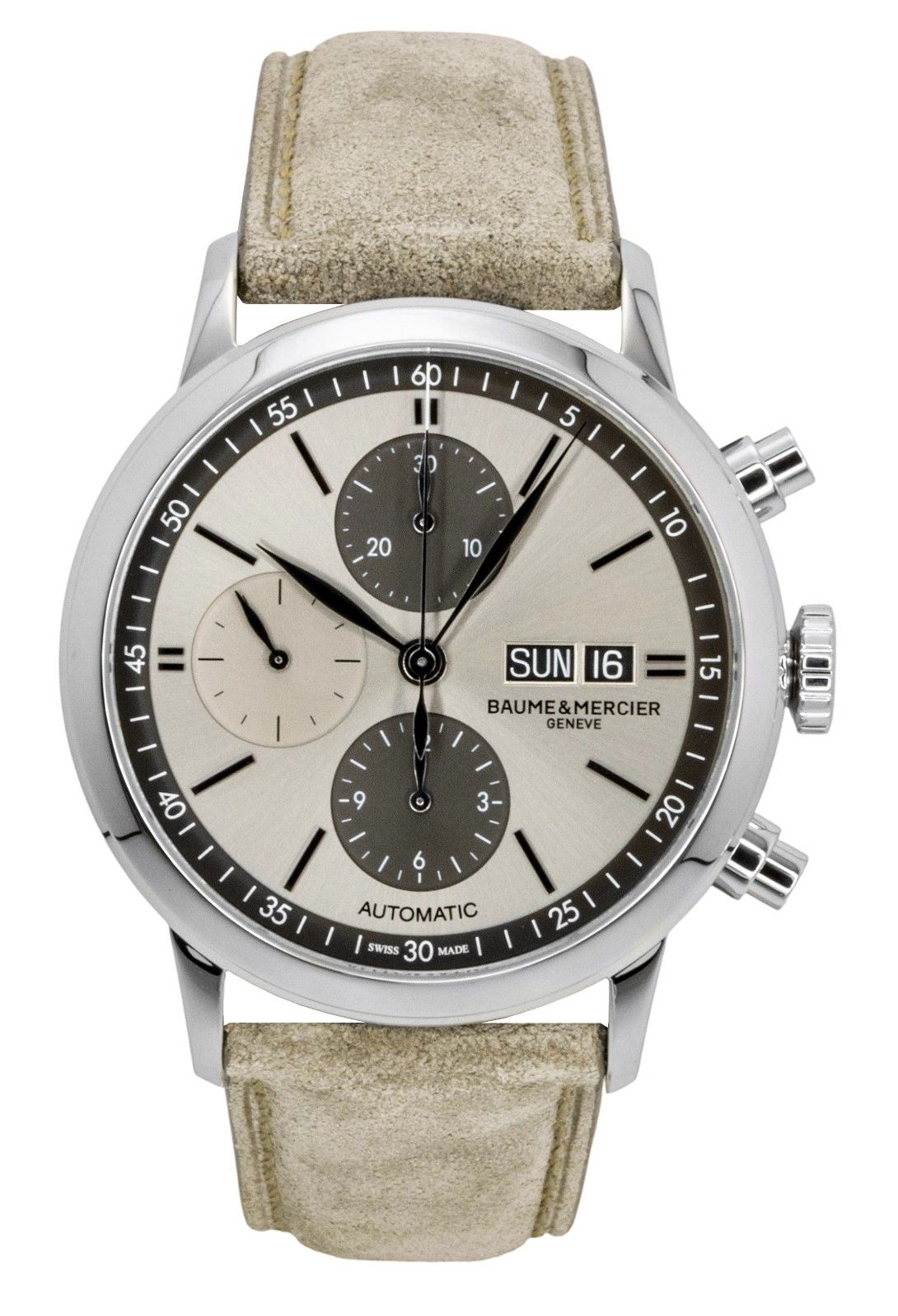 Baume & Mercier Classima Chronograph Leather Strap Beige Dial Automatic M0A10782 Men's Watch - Baume & Mercier