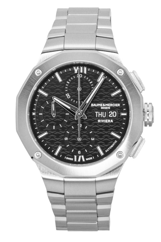 Baume & Mercier Riviera Chronograph Stainless Steel Black Dial Automatic M0A10825 100M Men's Watch - Baume & Mercier