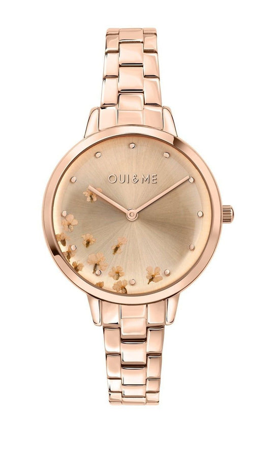 Oui & Me Fleurette Rose Gold Tone Stainless Steel Rose Gold Dial Quartz ME010370 Women's Watch - Oui & Me
