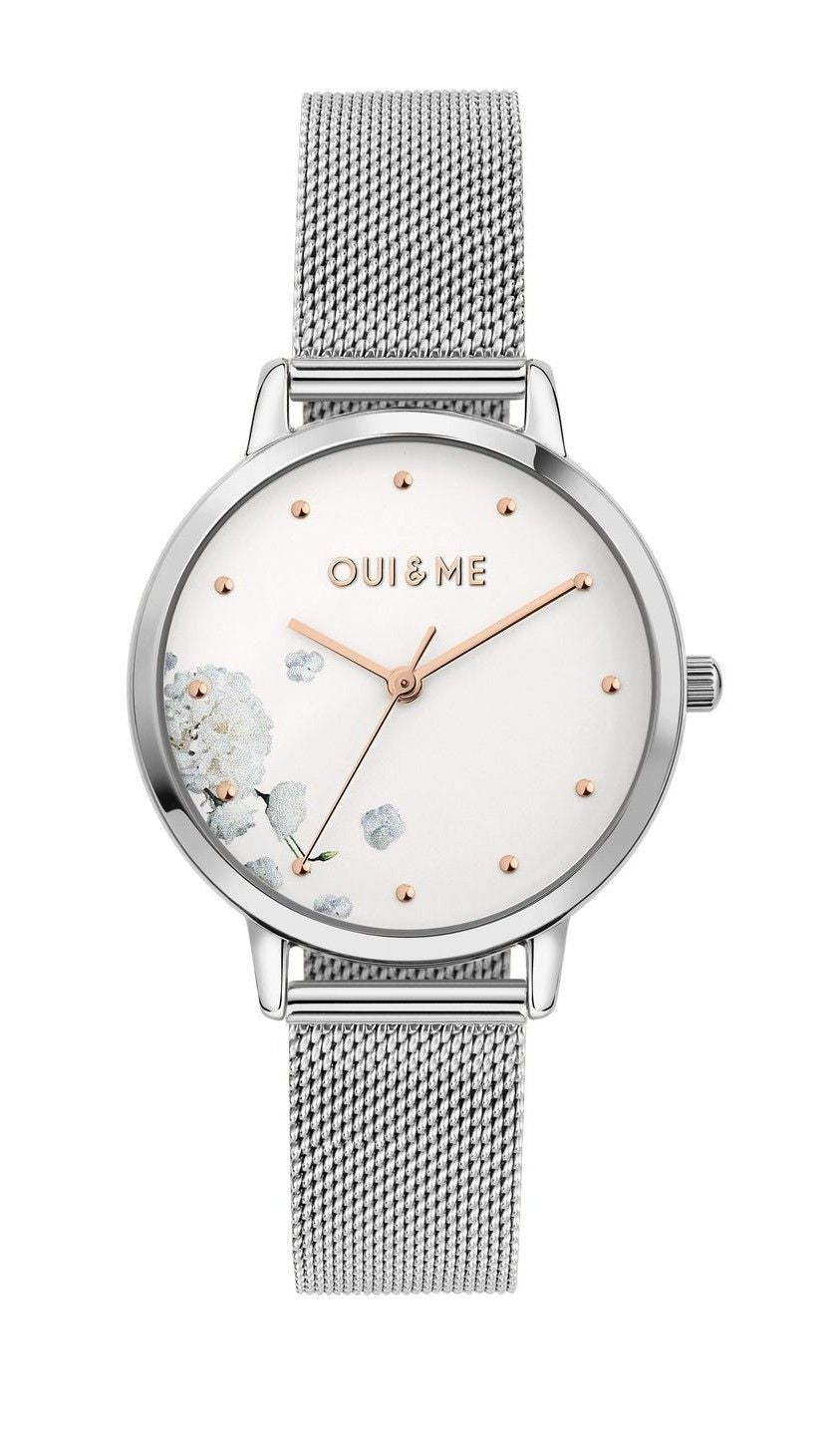 Oui & Me Fleurette Stainless Steel Mesh White Dial Quartz ME010375 Women's Watch - Oui & Me