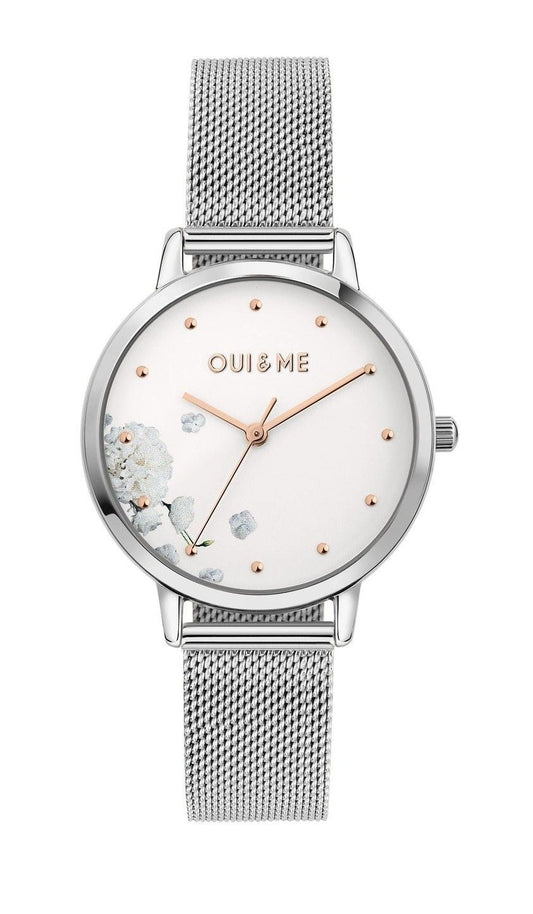 Oui & Me Fleurette Stainless Steel Mesh White Dial Quartz ME010375 Women's Watch - Oui & Me