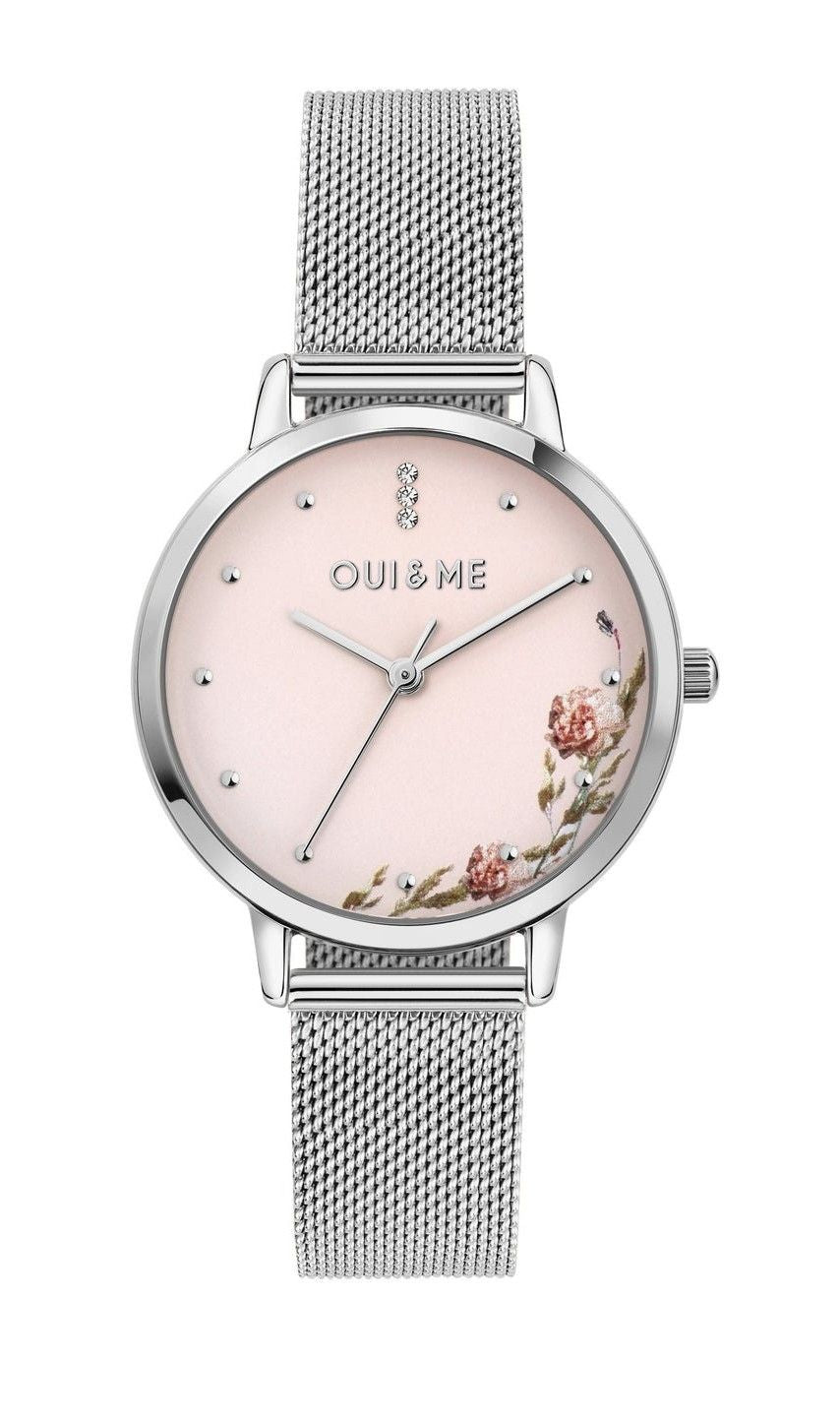 Oui & Me Fleurette Stainless Steel Mesh Pink Dial Quartz ME010376 Women's Watch - Oui & Me