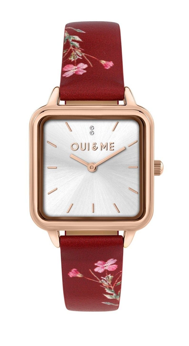 Oui & Me Harmonie Red Recycled Leather Strap Silver Dial Quartz ME010384 Women's Watch - Oui & Me