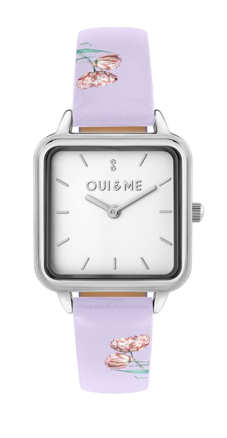 Oui & Me Harmonie Purple Leather Strap White Dial Quartz ME010386 Women's Watch - Oui & Me