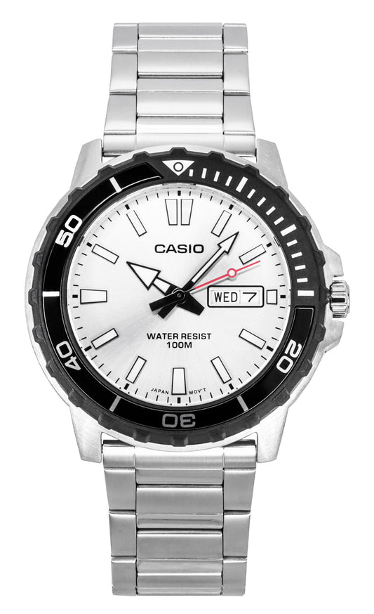 Casio Standard Analog Stainless Steel Silver Dial Quartz MTD-125D-7AV 100M Men's Watch - Casio