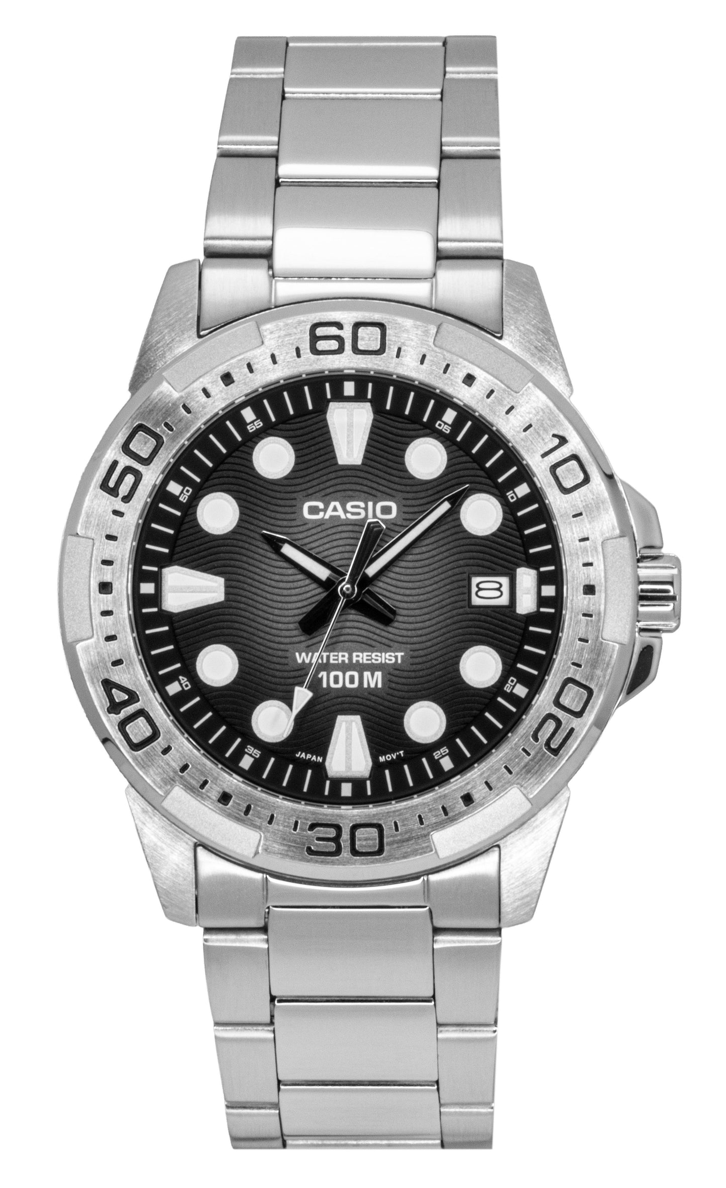 Casio Standard Analog Stainless Steel Black Dial Quartz MTD-140D-1AV 100M Men's Watch - Casio
