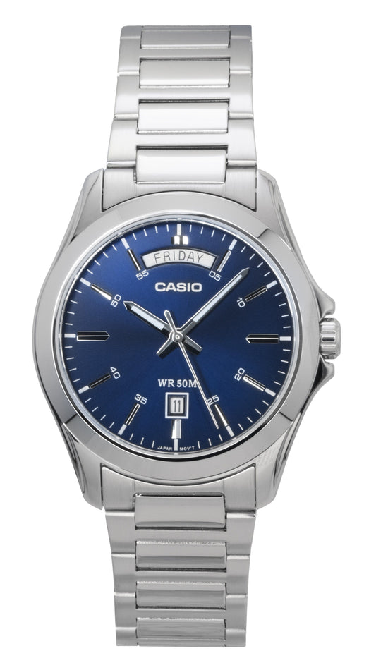 Casio Standard Analog Stainless Steel Blue Dial Quartz MTP-1370D-2A2V Men's Watch - Casio