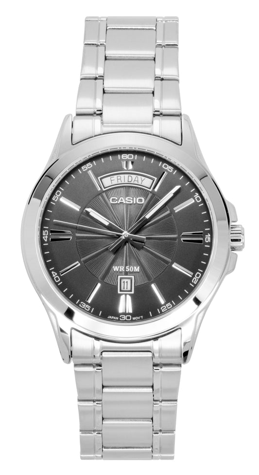 Casio Standard Analog Stainless Steel Grey Dial Quartz MTP-1381D-8AV Men's Watch - Casio