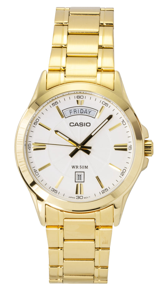 Casio Standard Analog Gold Tone Stainless Steel White Dial Quartz MTP-1381GD-7AV Men's Watch - Casio