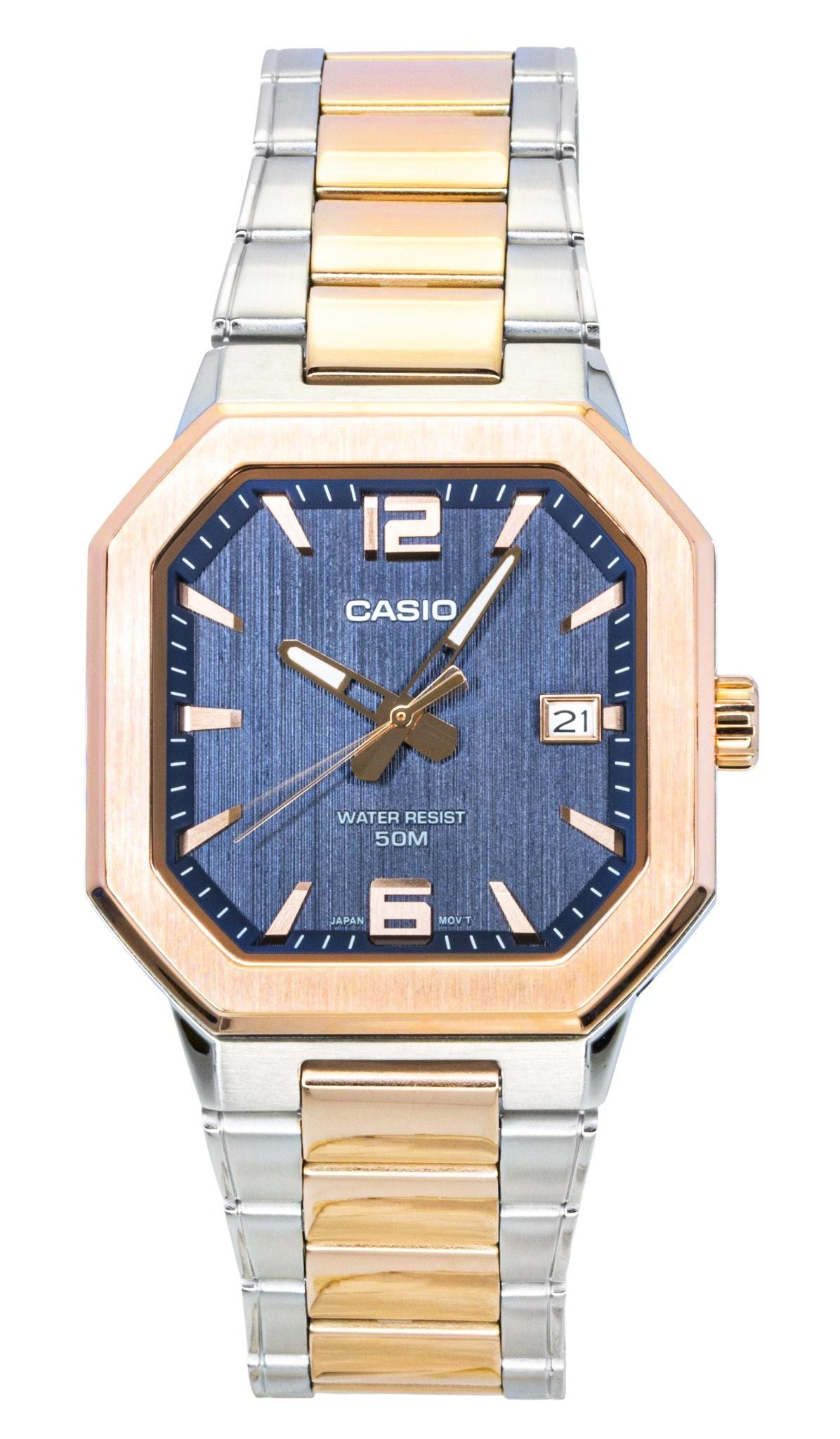 Casio Analog Two Tone Stainless Steel Black Dial Quartz MTP-B195RG-2AV Men's Watch - Casio