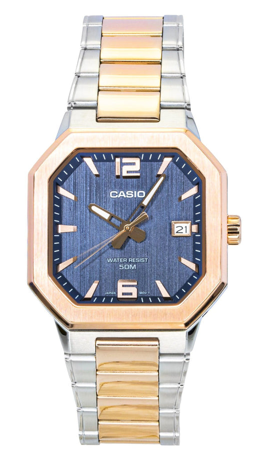 Casio Analog Two Tone Stainless Steel Black Dial Quartz MTP-B195RG-2AV Men's Watch - Casio