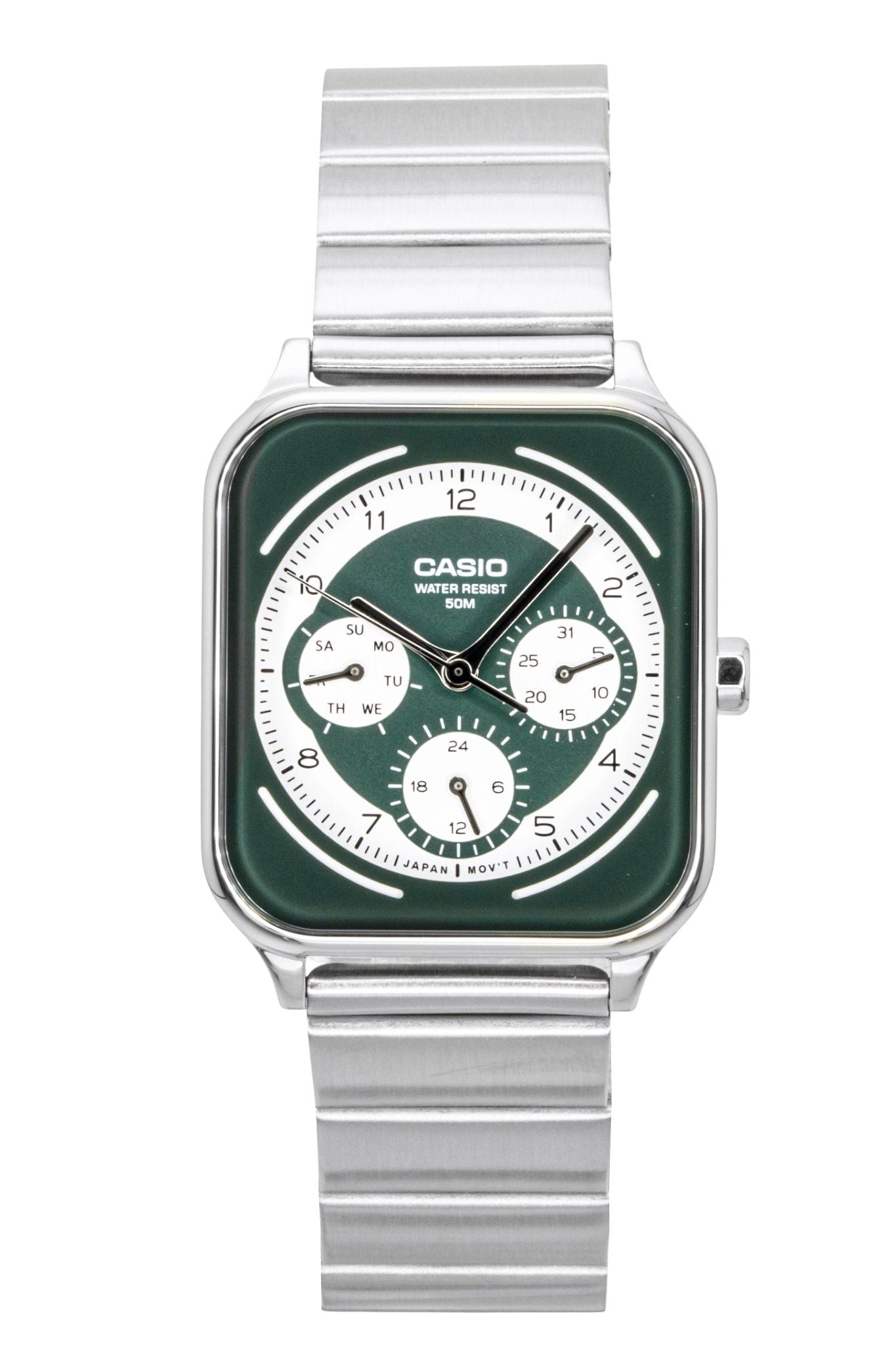 Casio Standard Analog Stainless Steel Green And White Dial Quartz MTP-M307D-3BV Men's Watch - Casio