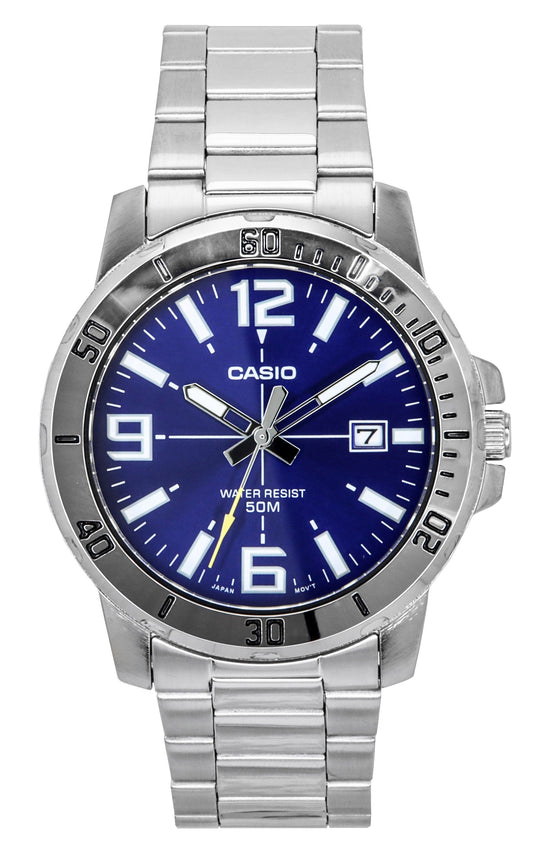 Casio Enticer Analog Stainless Steel Blue Dial Quartz MTP-VD01D-2BV Men's Watch - Casio