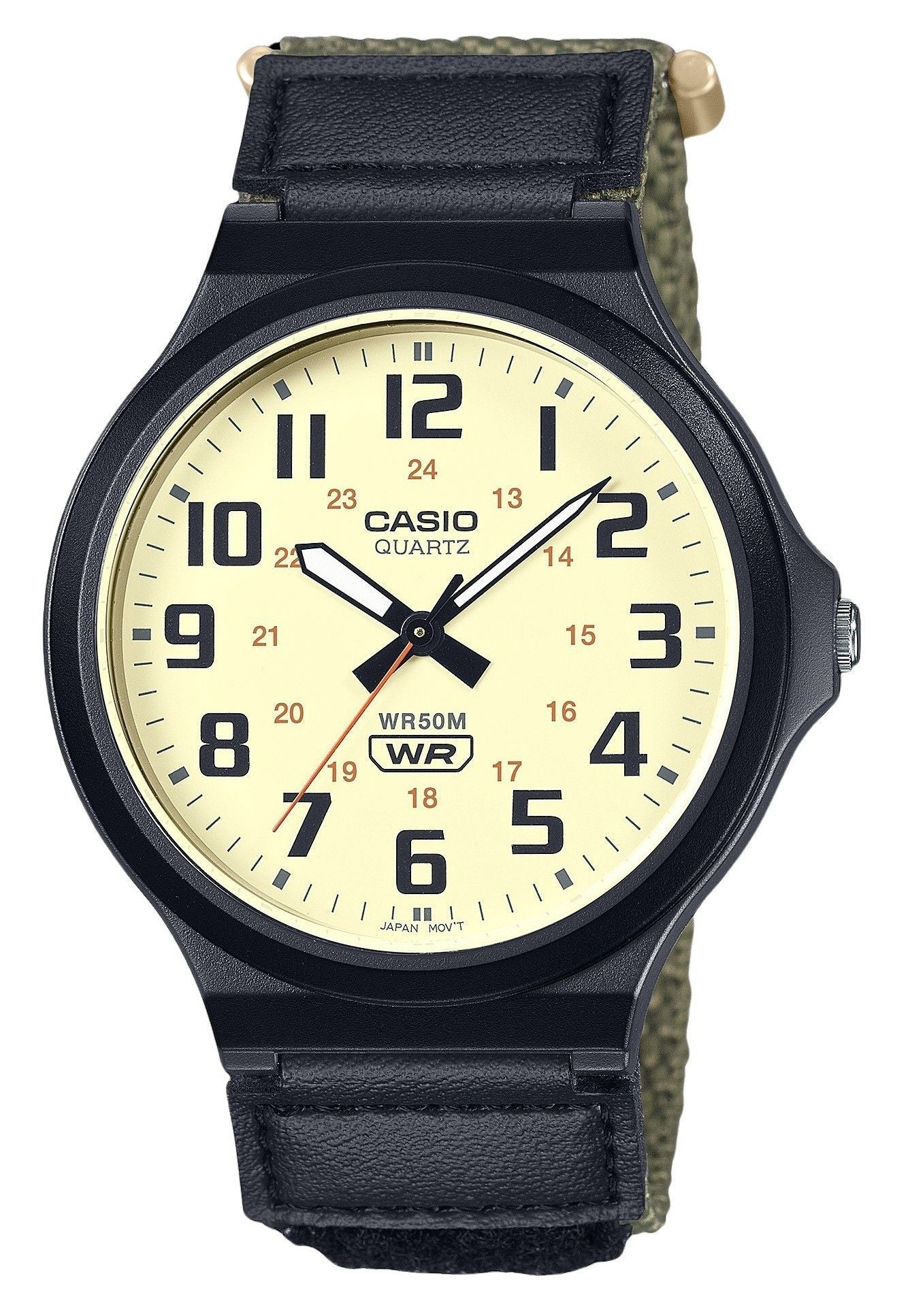 Casio Standard Analog Cloth Strap Beige Dial Quartz MW-240B-3BV Men's Watch