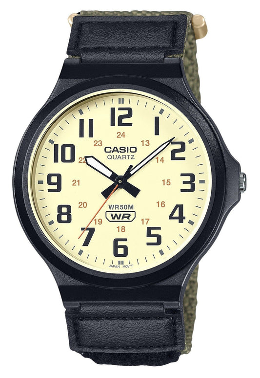 Casio Standard Analog Cloth Strap Beige Dial Quartz MW-240B-3BV Men's Watch