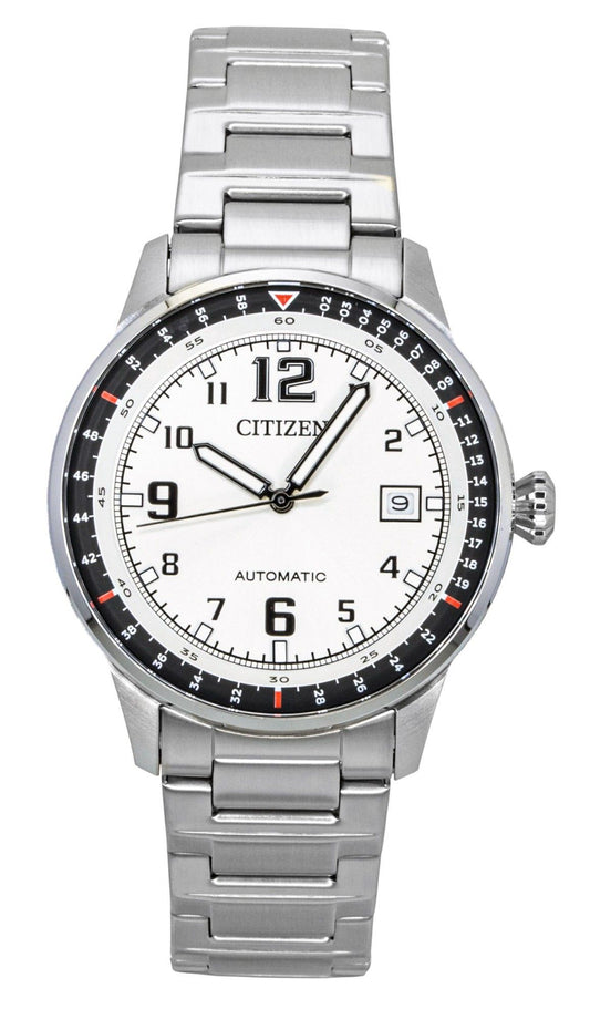Citizen Stainless Steel White Dial Automatic NJ0190-51A 100M Men's Watch - Citizen