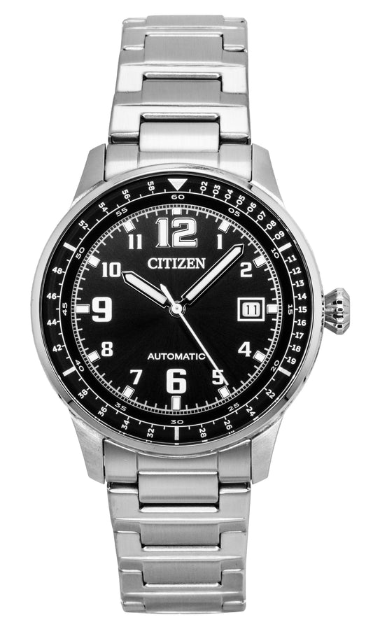 Citizen Urban Military Stainless Steel Black Dial Automatic NJ0190-51E 100M Men's Watch - Citizen
